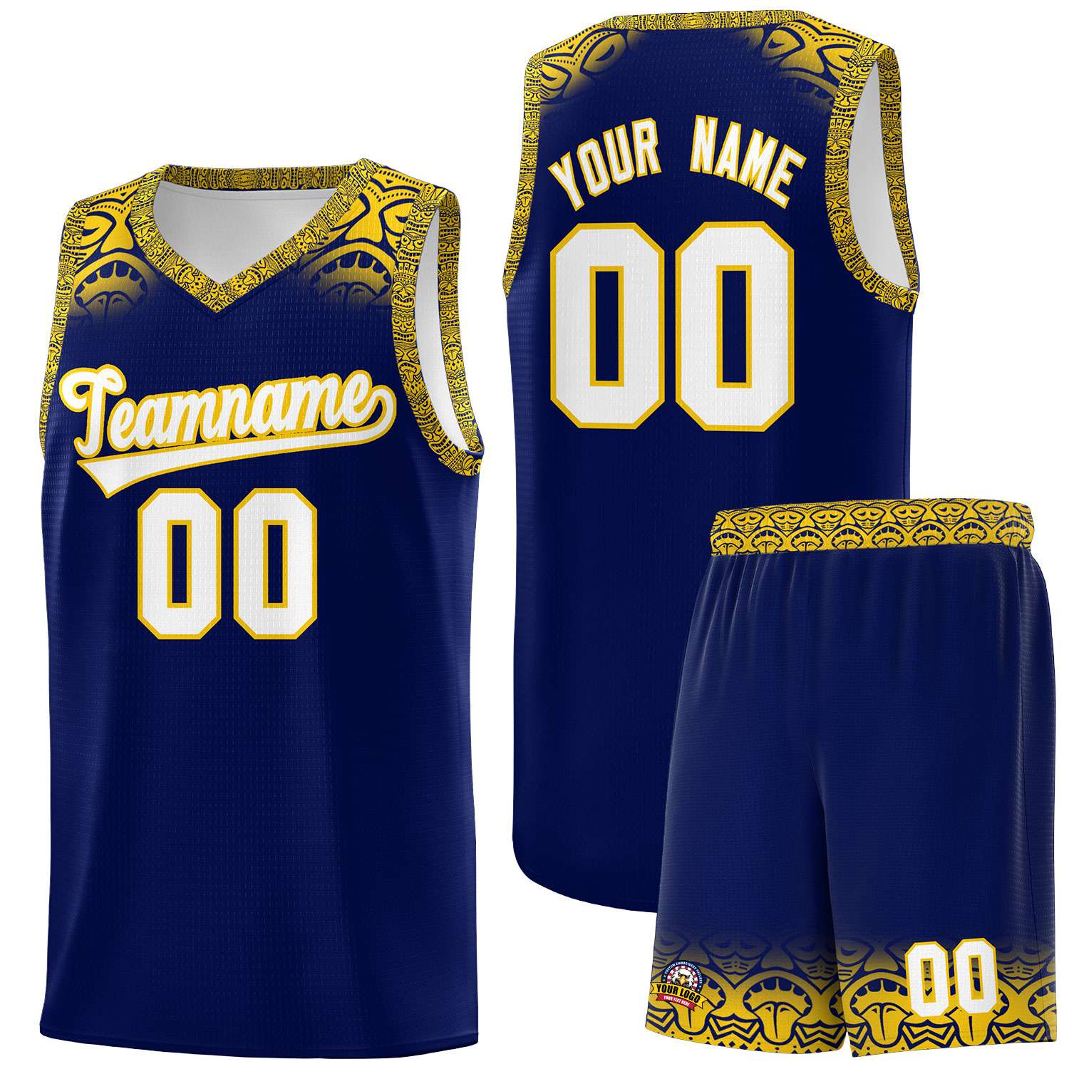Custom Royal Gold Personalized Indians Print Kits Sports Uniform Basketball Jersey|KXKSHOP