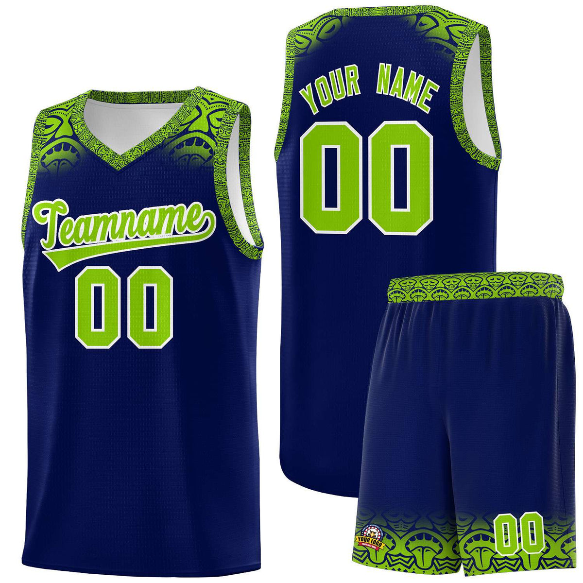 Custom Royal Neon Green Personalized Indians Print Kits Sports Uniform Basketball Jersey|KXKSHOP