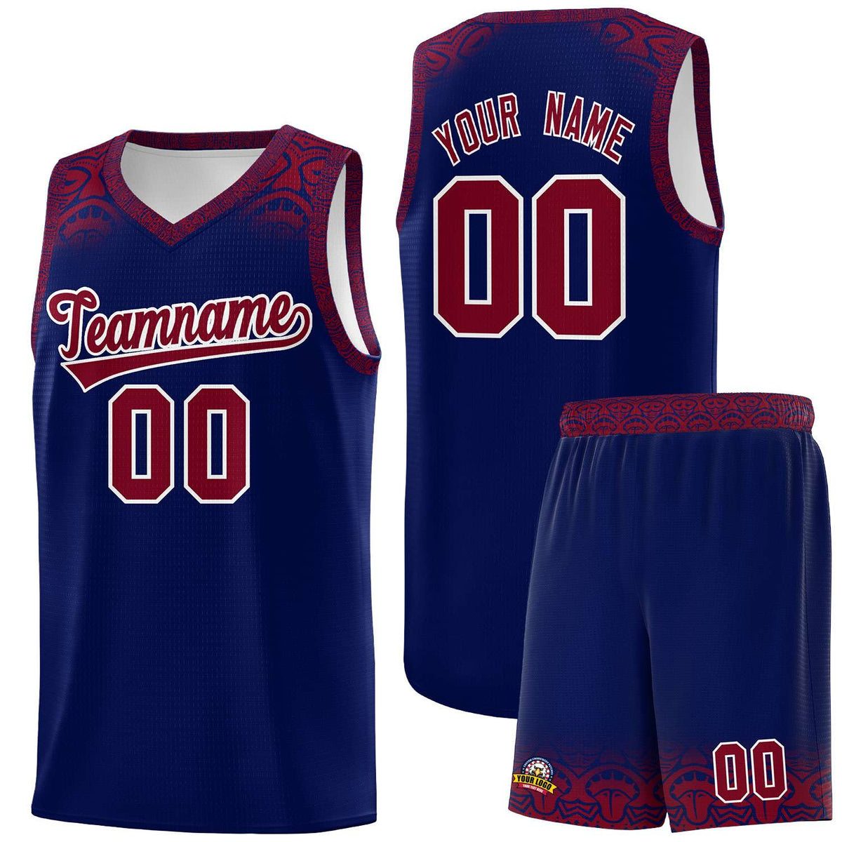 Custom Royal Crimson Personalized Indians Print Kits Sports Uniform Basketball Jersey|KXKSHOP