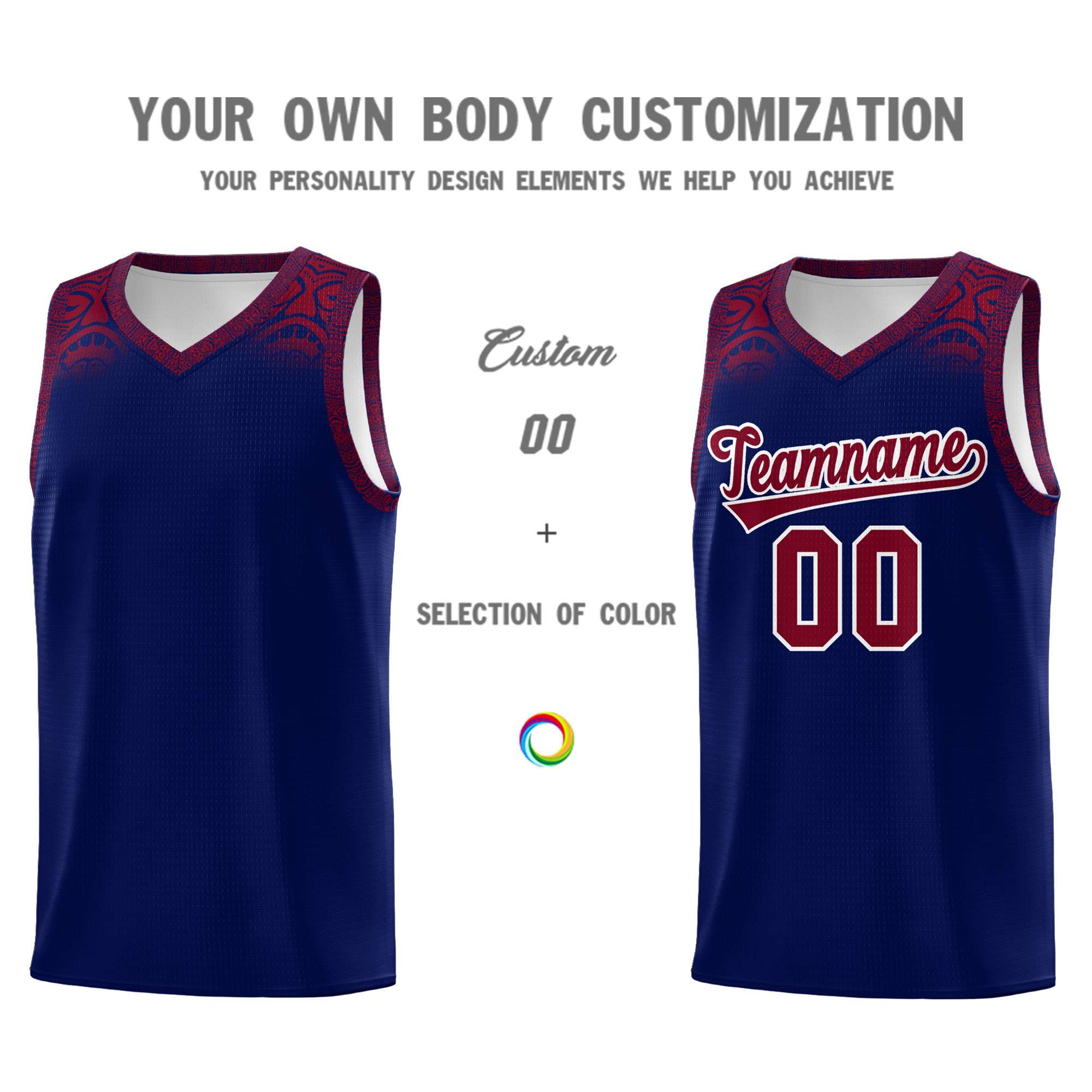Custom Royal Crimson Personalized Indians Print Kits Sports Uniform Basketball Jersey|KXKSHOP