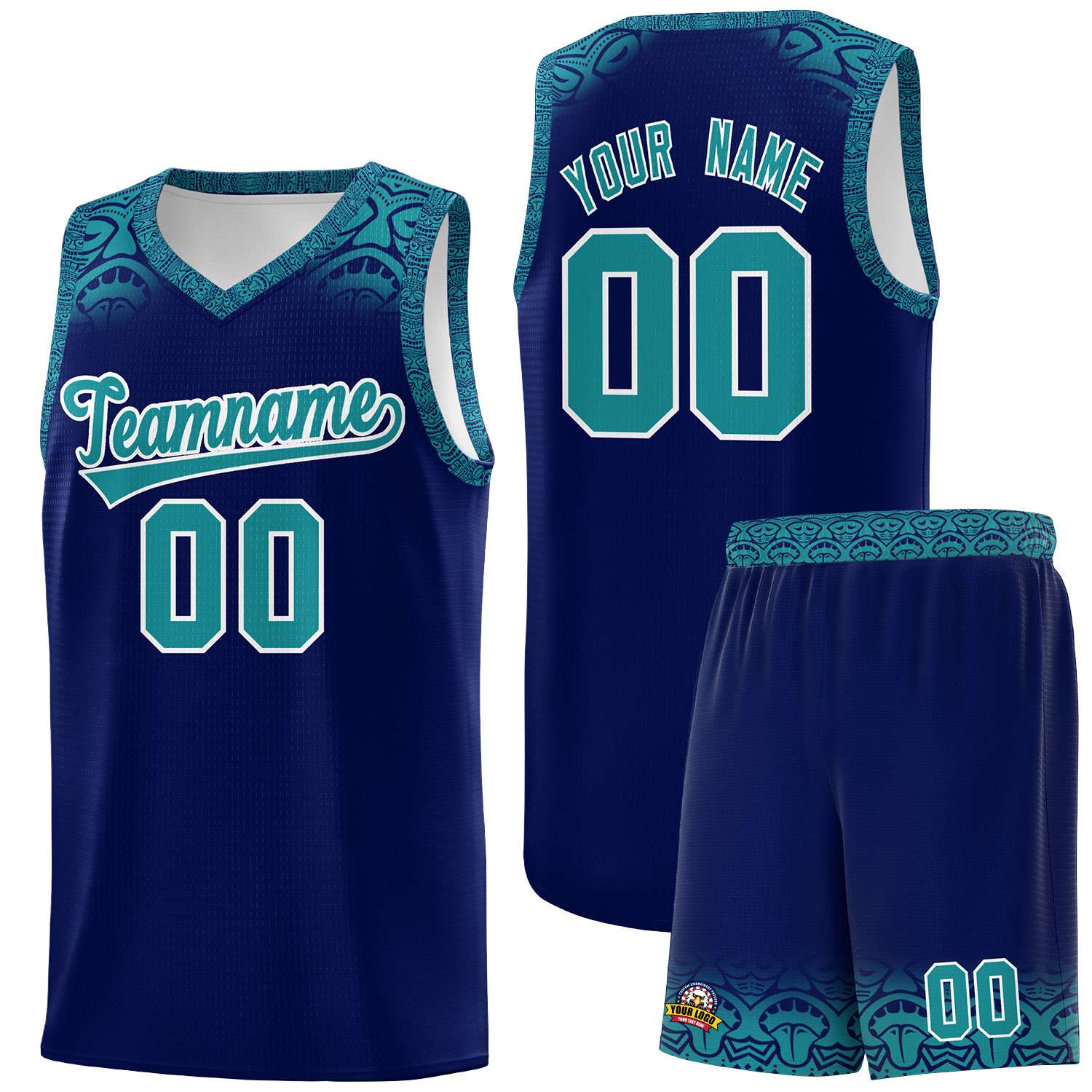 Custom Royal Aqua Personalized Indians Print Kits Sports Uniform Basketball Jersey|KXKSHOP