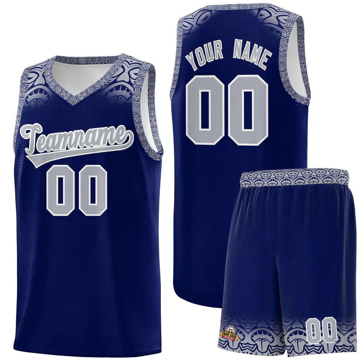 Custom Royal Gray Personalized Indians Print Kits Sports Uniform Basketball Jersey|KXKSHOP