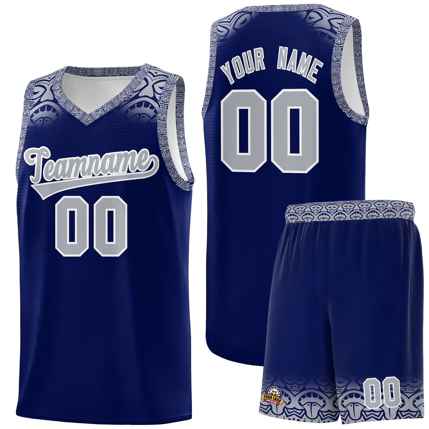 Custom Royal Gray Personalized Indians Print Kits Sports Uniform Basketball Jersey|KXKSHOP