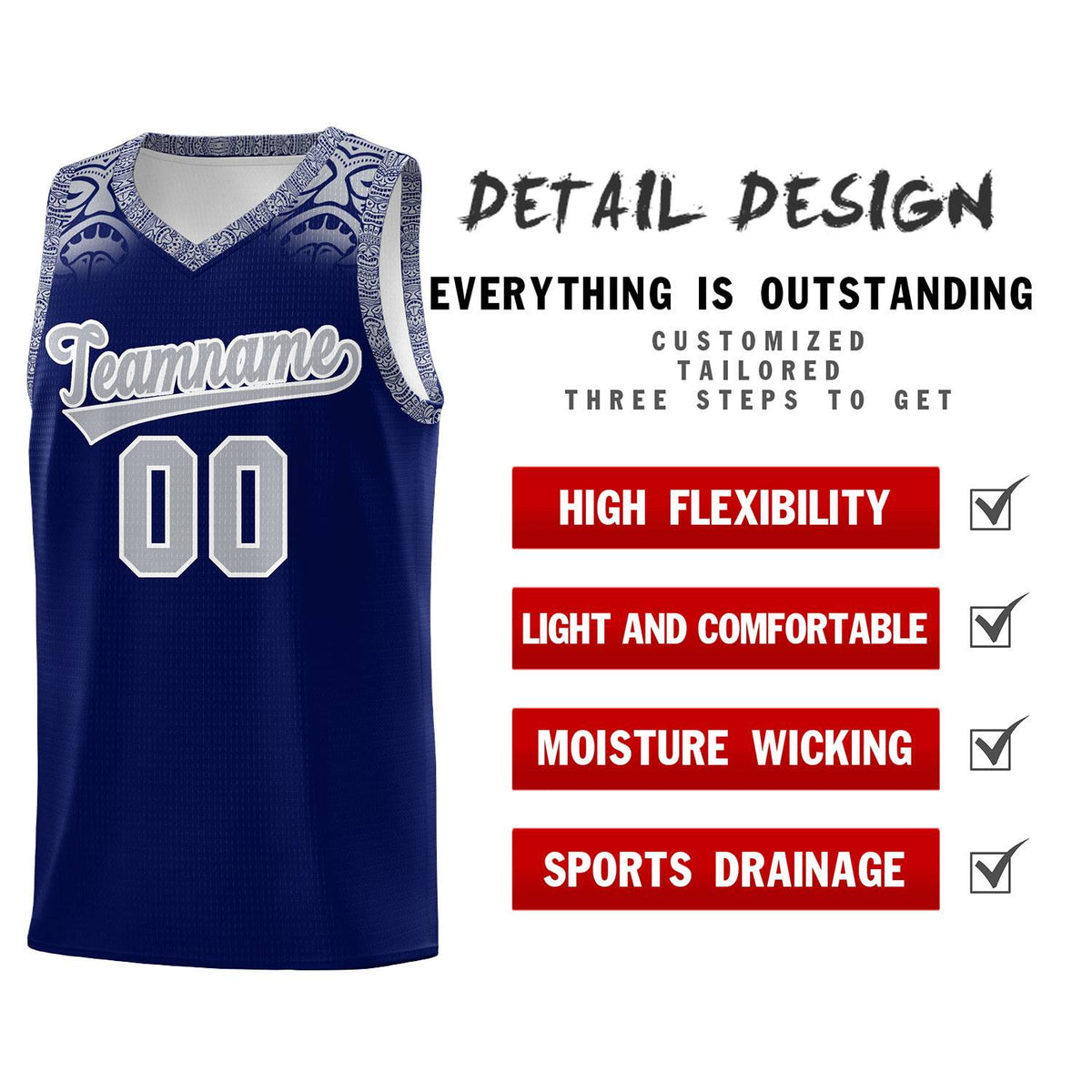 Custom Royal Gray Personalized Indians Print Kits Sports Uniform Basketball Jersey|KXKSHOP