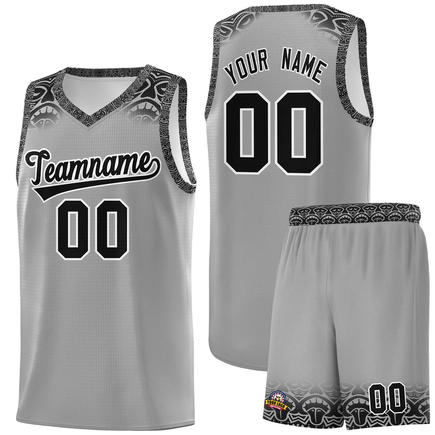 Custom Gray Black Personalized Indians Print Kits Sports Uniform Basketball Jersey|KXKSHOP