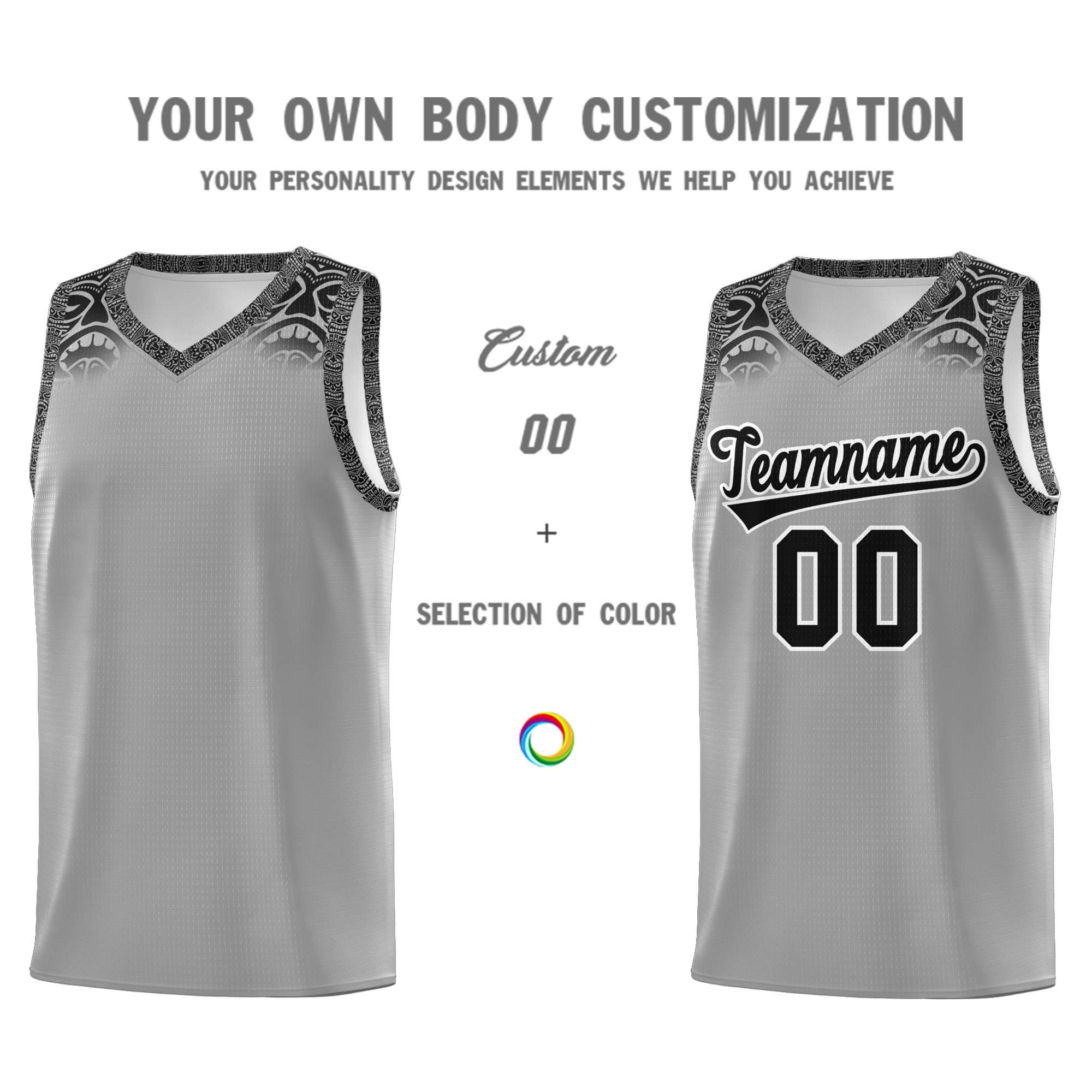 Custom Gray Black Personalized Indians Print Kits Sports Uniform Basketball Jersey|KXKSHOP