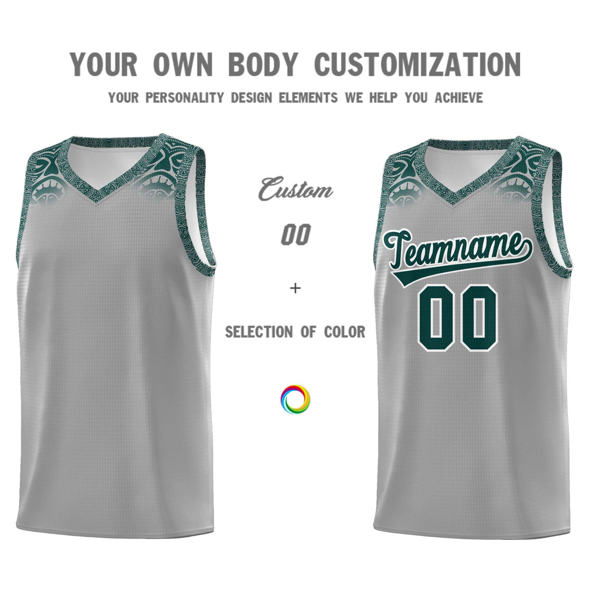 Custom Gray Midnight Green Personalized Indians Print Kits Sports Uniform Basketball Jersey|KXKSHOP