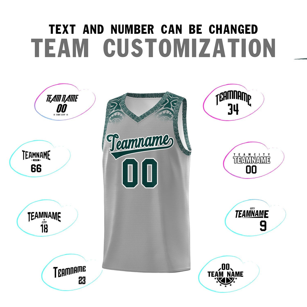 Custom Gray Midnight Green Personalized Indians Print Kits Sports Uniform Basketball Jersey|KXKSHOP