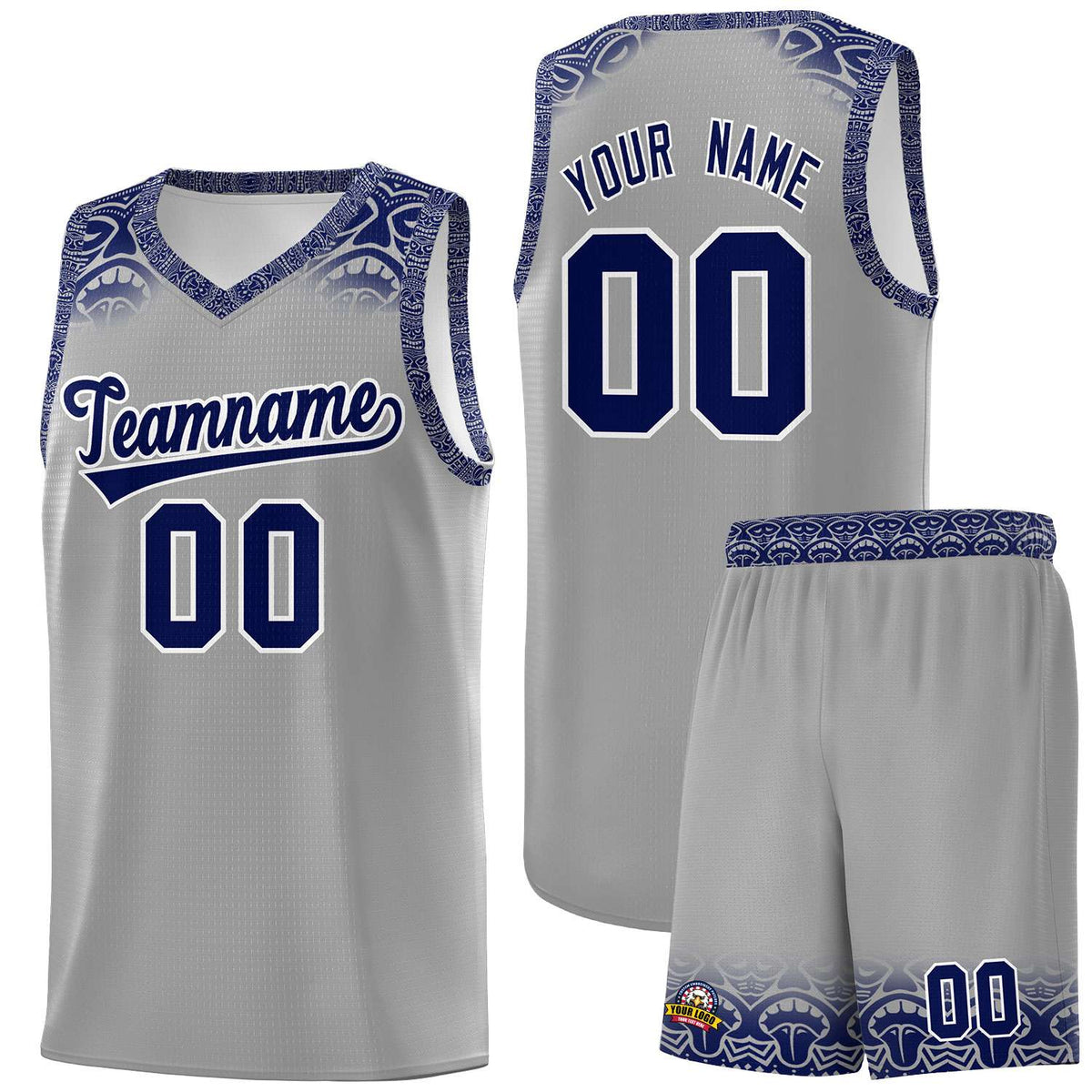 Custom Gray Royal Personalized Indians Print Kits Sports Uniform Basketball Jersey|KXKSHOP