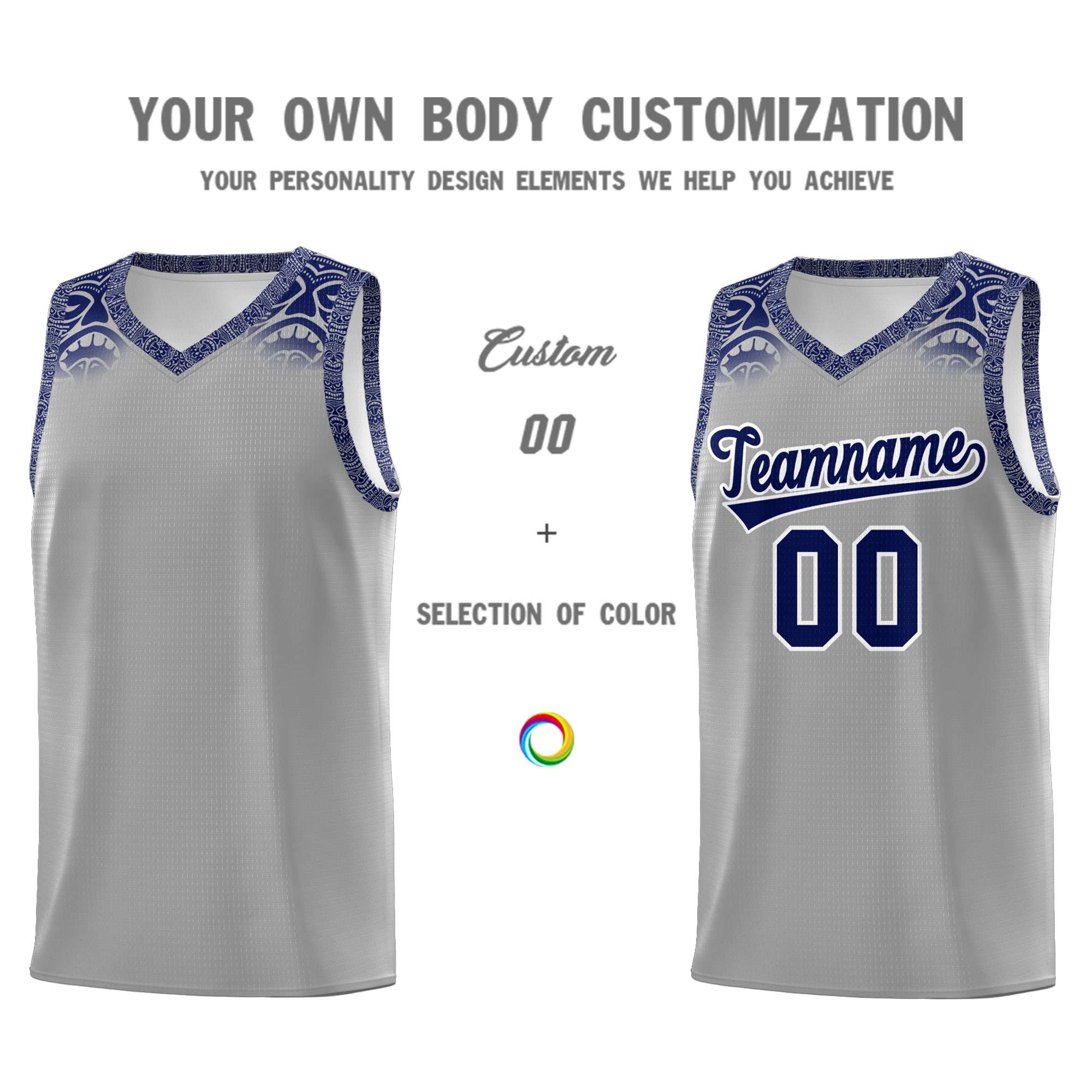Custom Gray Royal Personalized Indians Print Kits Sports Uniform Basketball Jersey|KXKSHOP