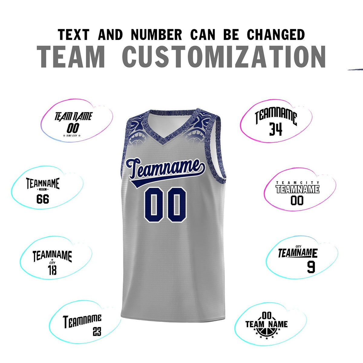 Custom Gray Royal Personalized Indians Print Kits Sports Uniform Basketball Jersey|KXKSHOP