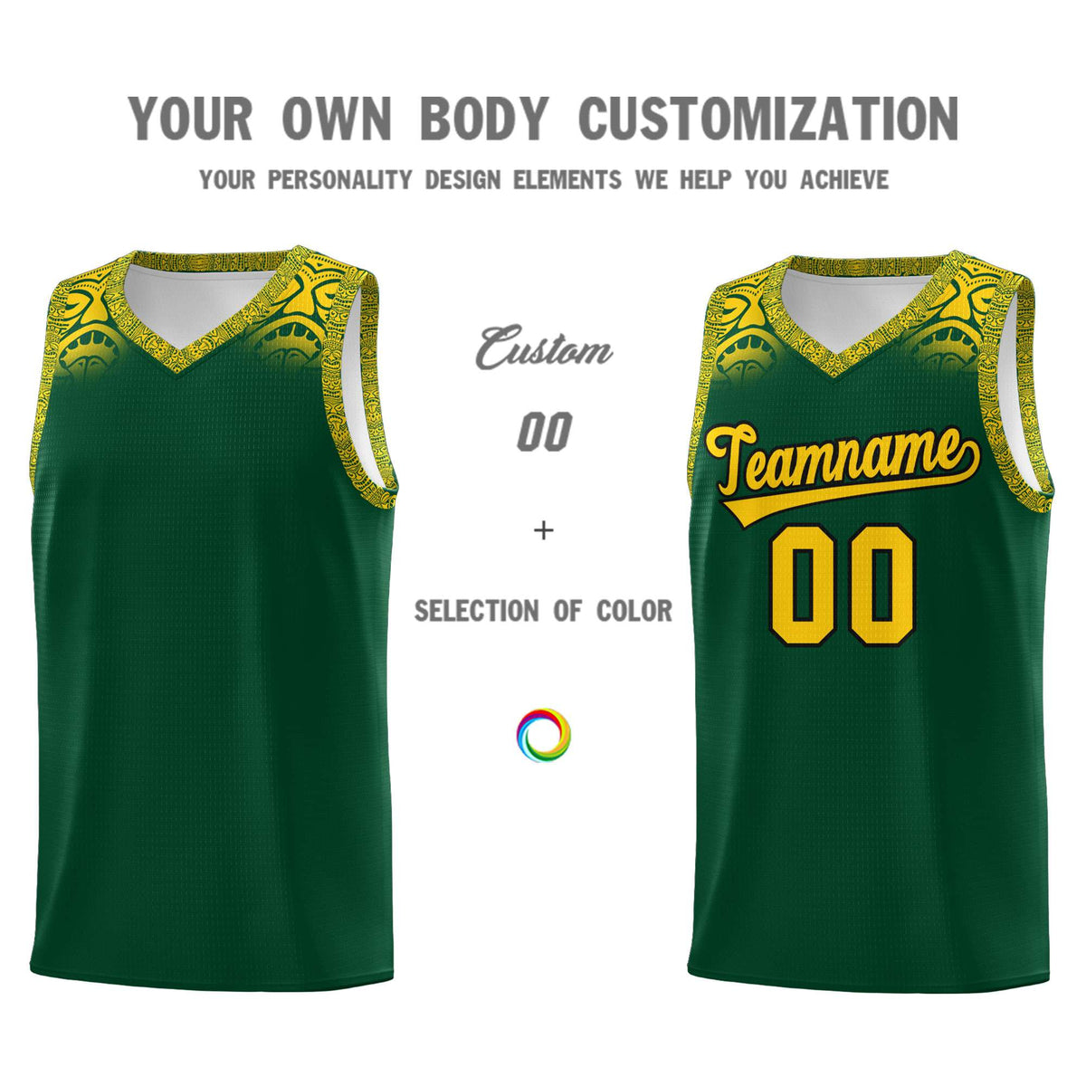 Custom Green Gold Personalized Indians Print Kits Sports Uniform Basketball Jersey|KXKSHOP