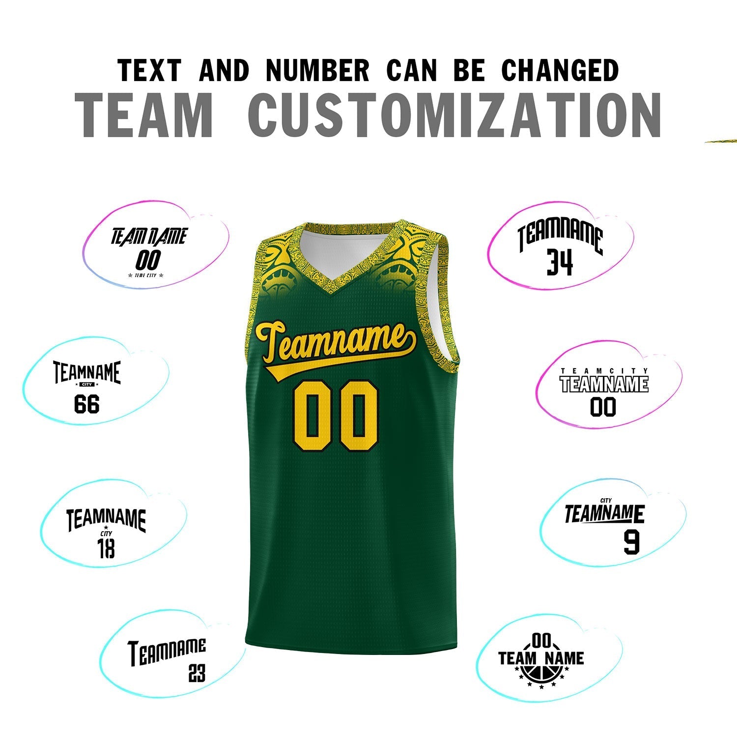 Custom Green Gold Personalized Indians Print Kits Sports Uniform Basketball Jersey|KXKSHOP
