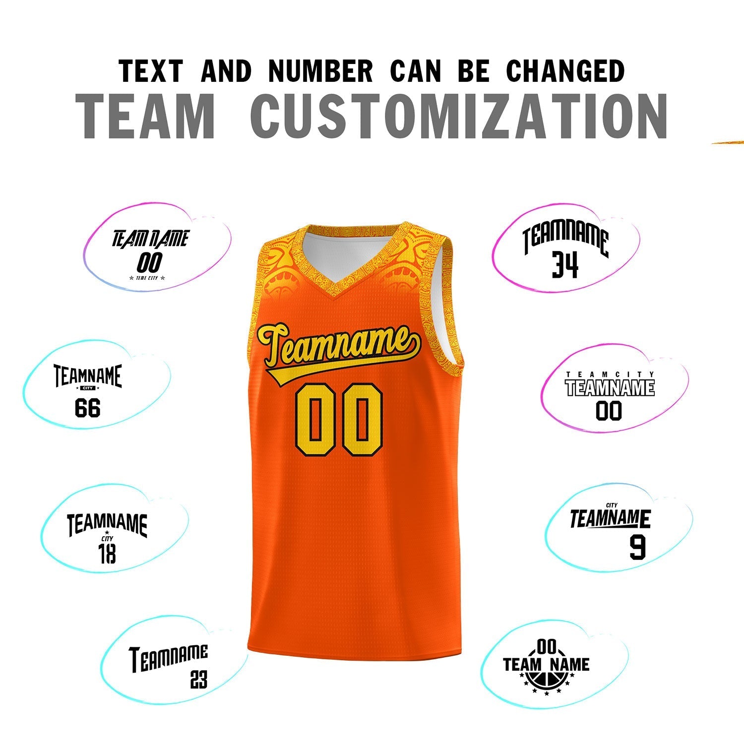 Custom Orange Gold Personalized Indians Print Kits Sports Uniform Basketball Jersey|KXKSHOP