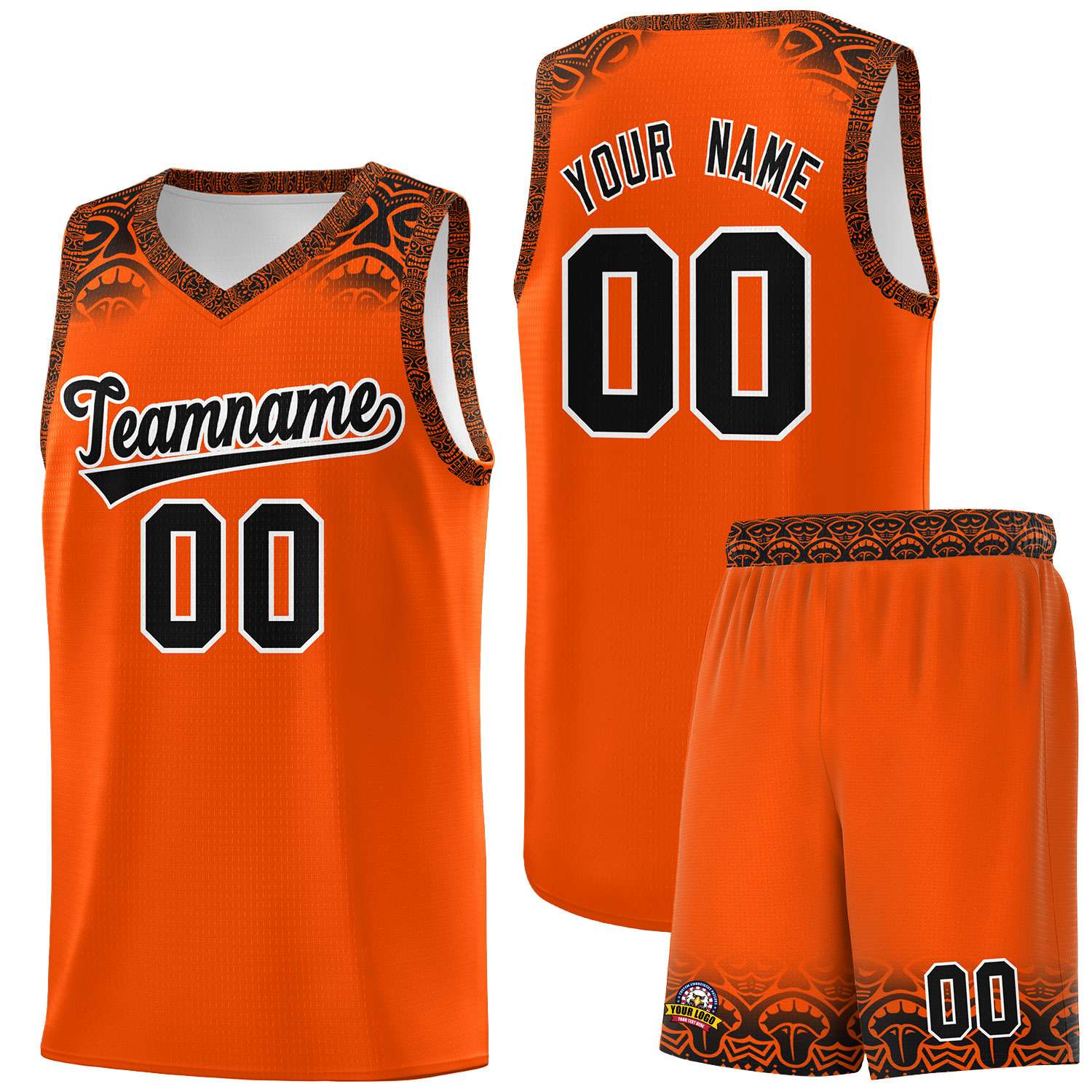 Custom Orange Black Personalized Indians Print Kits Sports Uniform Basketball Jersey|KXKSHOP