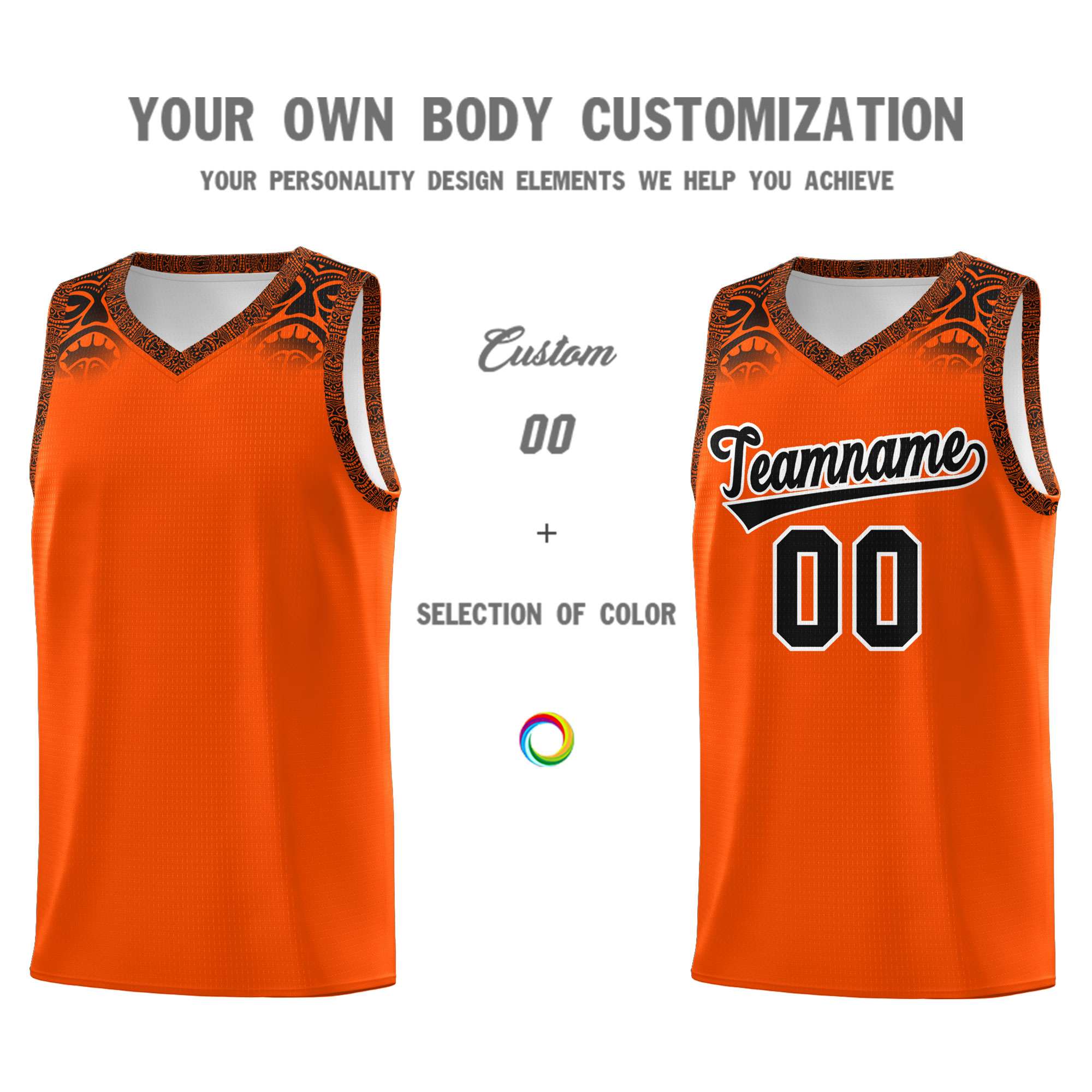 Custom Orange Black Personalized Indians Print Kits Sports Uniform Basketball Jersey|KXKSHOP