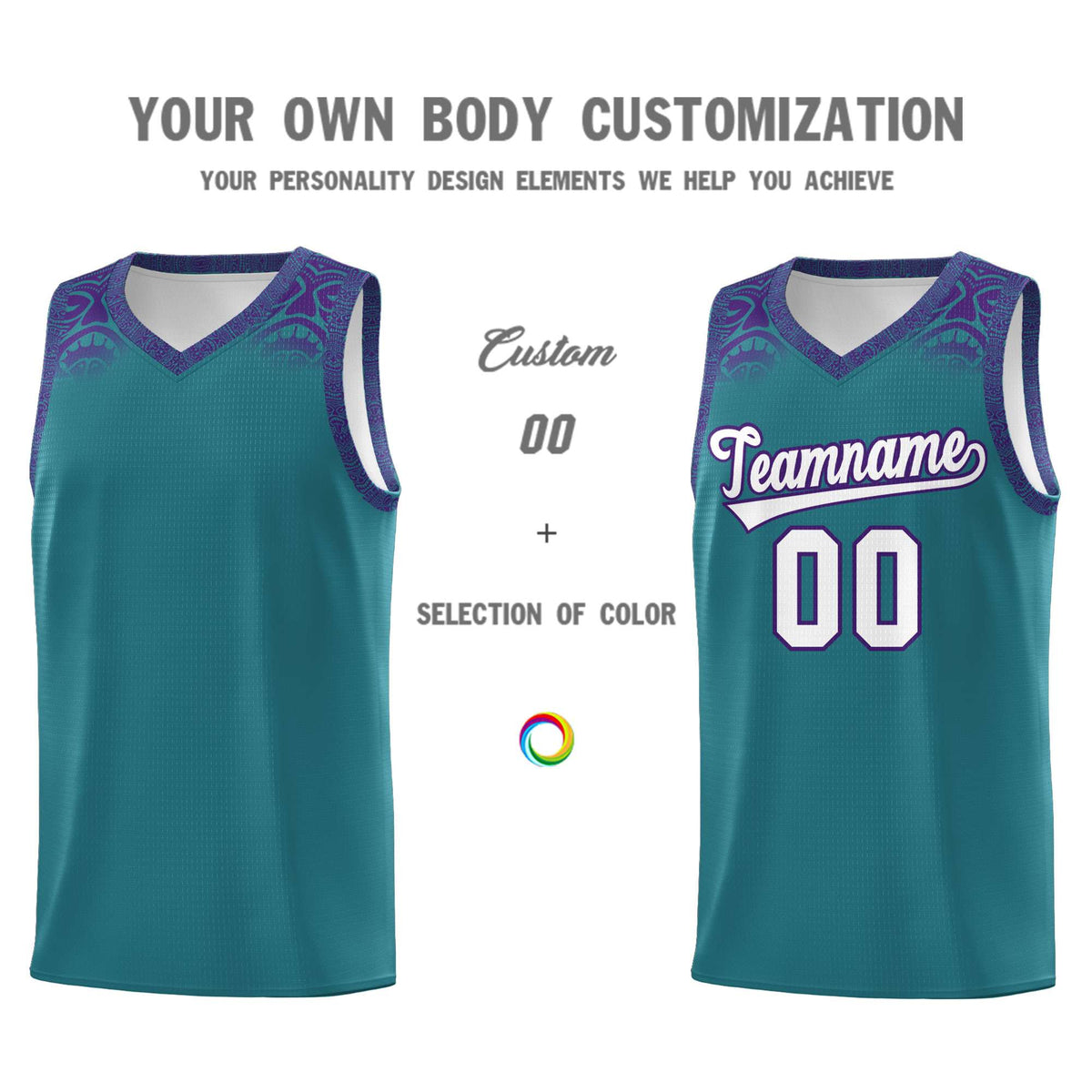 Custom Aqua Purple Personalized Indians Print Kits Sports Uniform Basketball Jersey|KXKSHOP