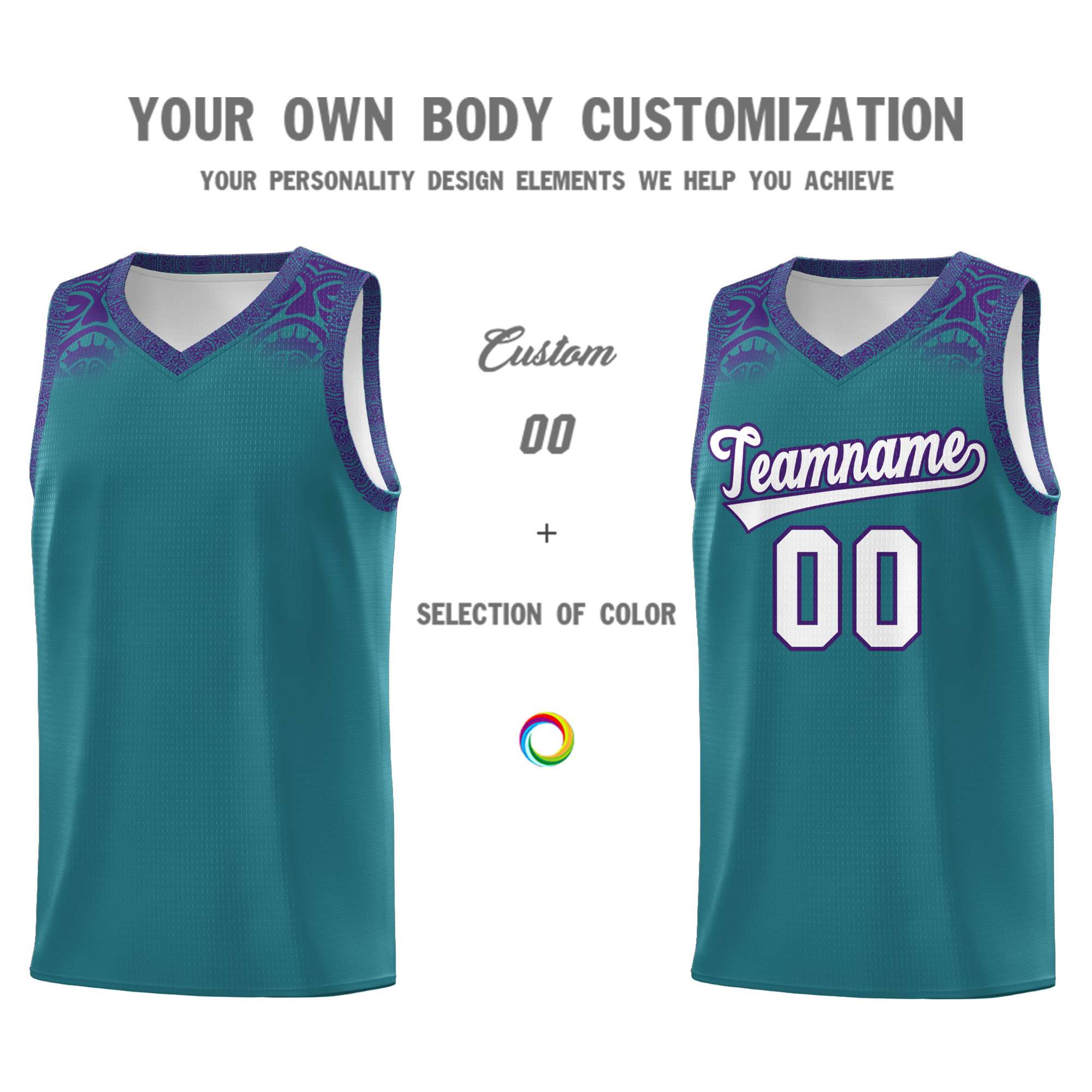 Custom Aqua Purple Personalized Indians Print Kits Sports Uniform Basketball Jersey|KXKSHOP