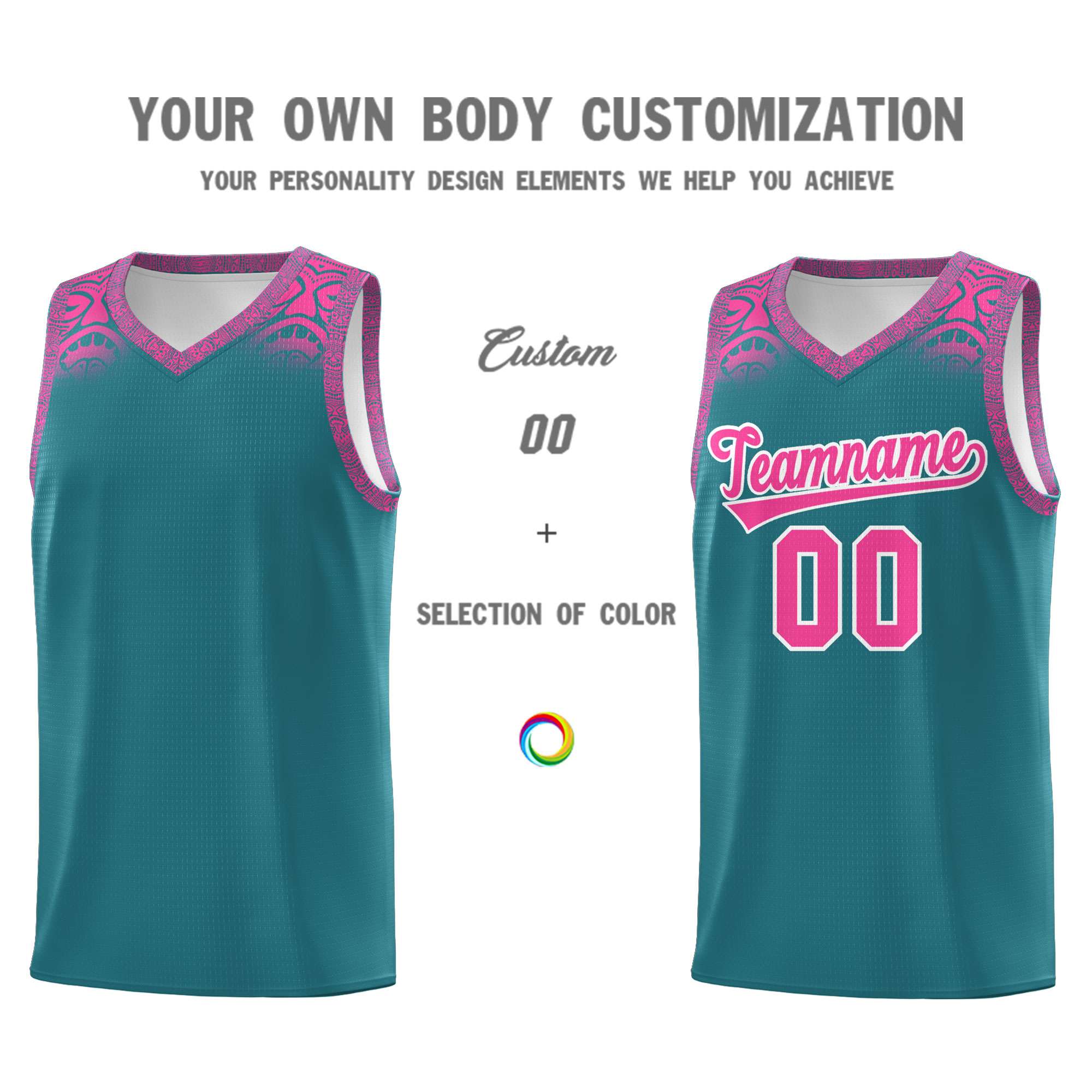 Custom Aqua Pink Personalized Indians Print Kits Sports Uniform Basketball Jersey|KXKSHOP