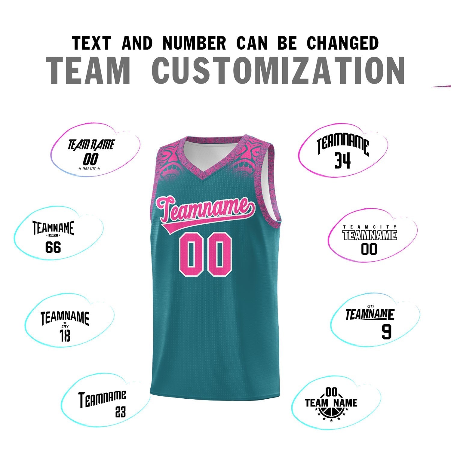 Custom Aqua Pink Personalized Indians Print Kits Sports Uniform Basketball Jersey|KXKSHOP