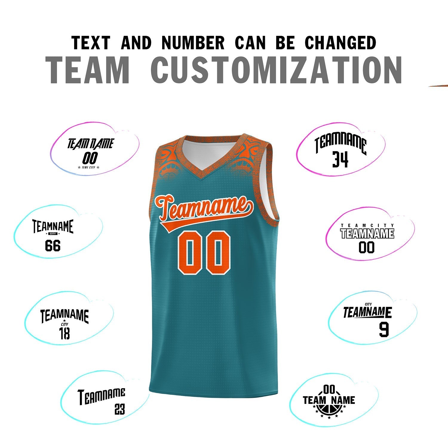 Custom Aqua Orange Personalized Indians Print Kits Sports Uniform Basketball Jersey|KXKSHOP