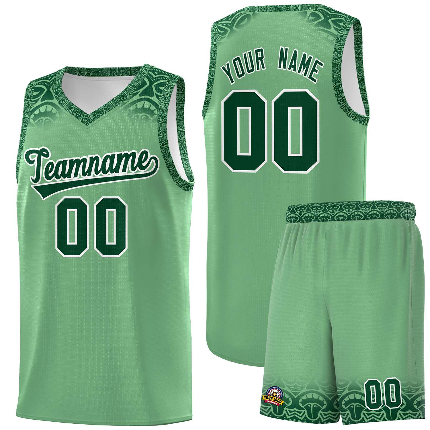 Custom Green Green Personalized Indians Print Kits Sports Uniform Basketball Jersey|KXKSHOP