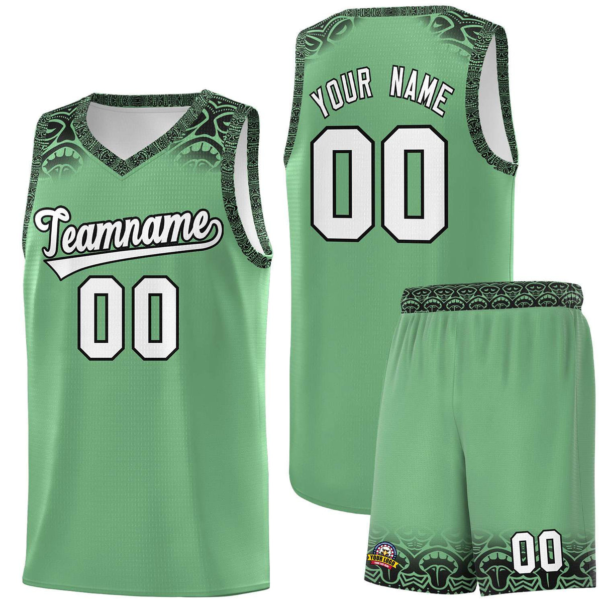 Custom Green Black Personalized Indians Print Kits Sports Uniform Basketball Jersey|KXKSHOP