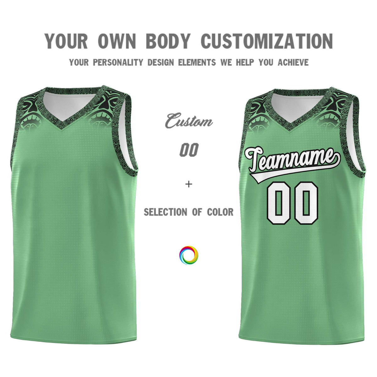 Custom Green Black Personalized Indians Print Kits Sports Uniform Basketball Jersey|KXKSHOP