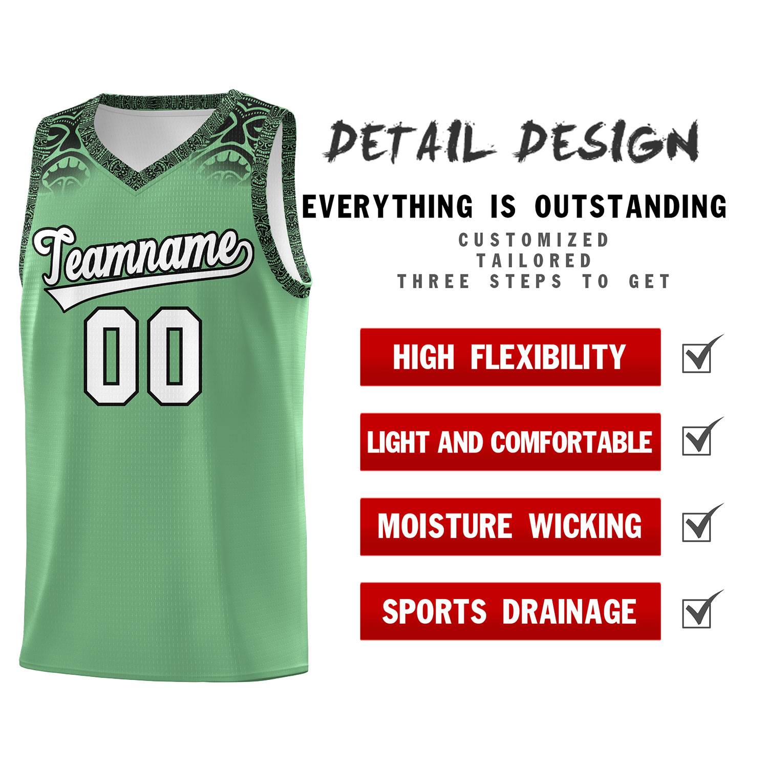 Custom Green Black Personalized Indians Print Kits Sports Uniform Basketball Jersey|KXKSHOP