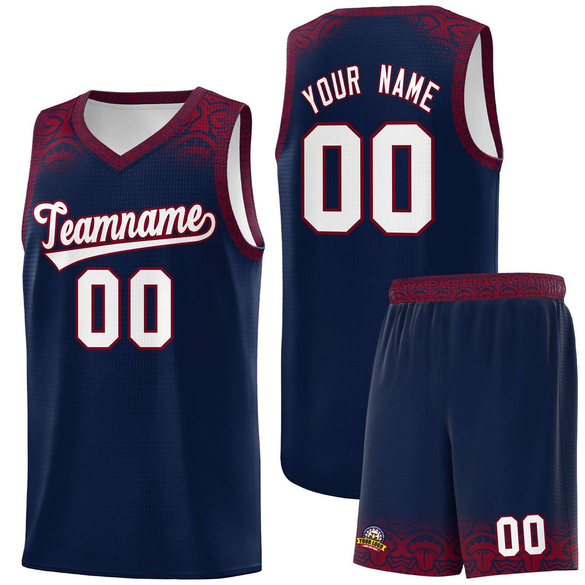 Custom Navy Crimson Personalized Indians Print Kits Sports Uniform Basketball Jersey|KXKSHOP