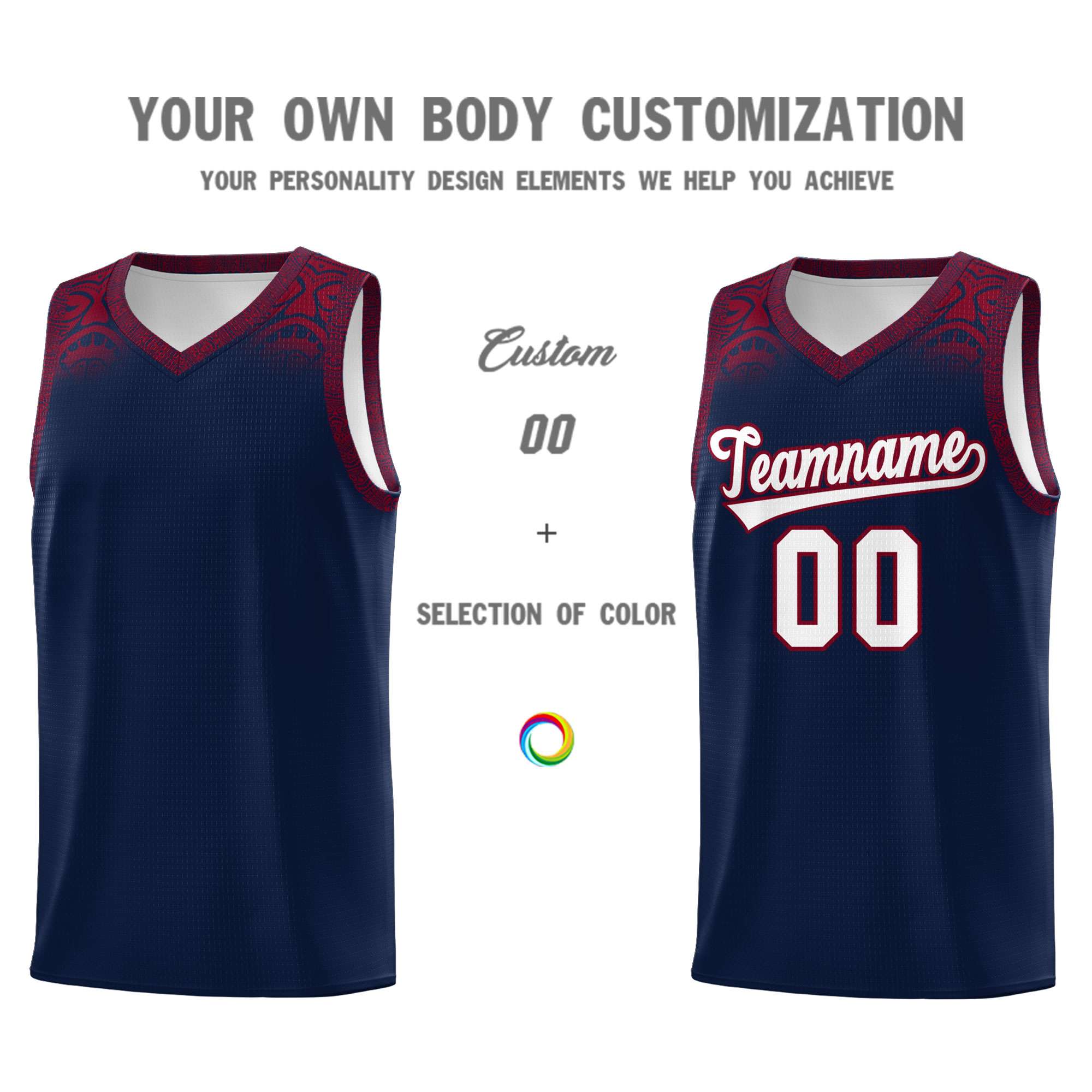 Custom Navy Crimson Personalized Indians Print Kits Sports Uniform Basketball Jersey|KXKSHOP