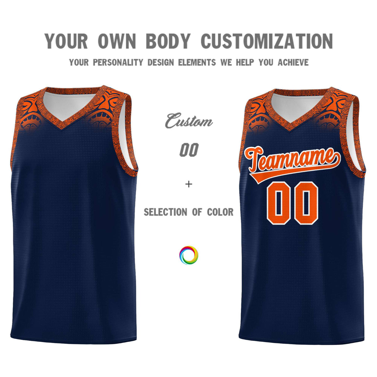 Custom Navy Orange Personalized Indians Print Kits Sports Uniform Basketball Jersey|KXKSHOP