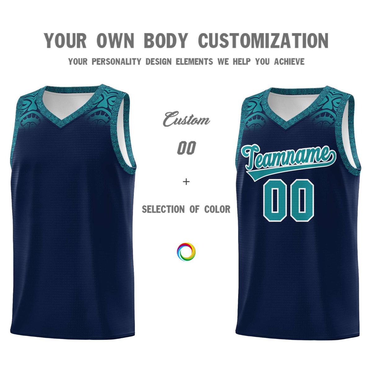 Custom Navy Aqua Personalized Indians Print Kits Sports Uniform Basketball Jersey|KXKSHOP
