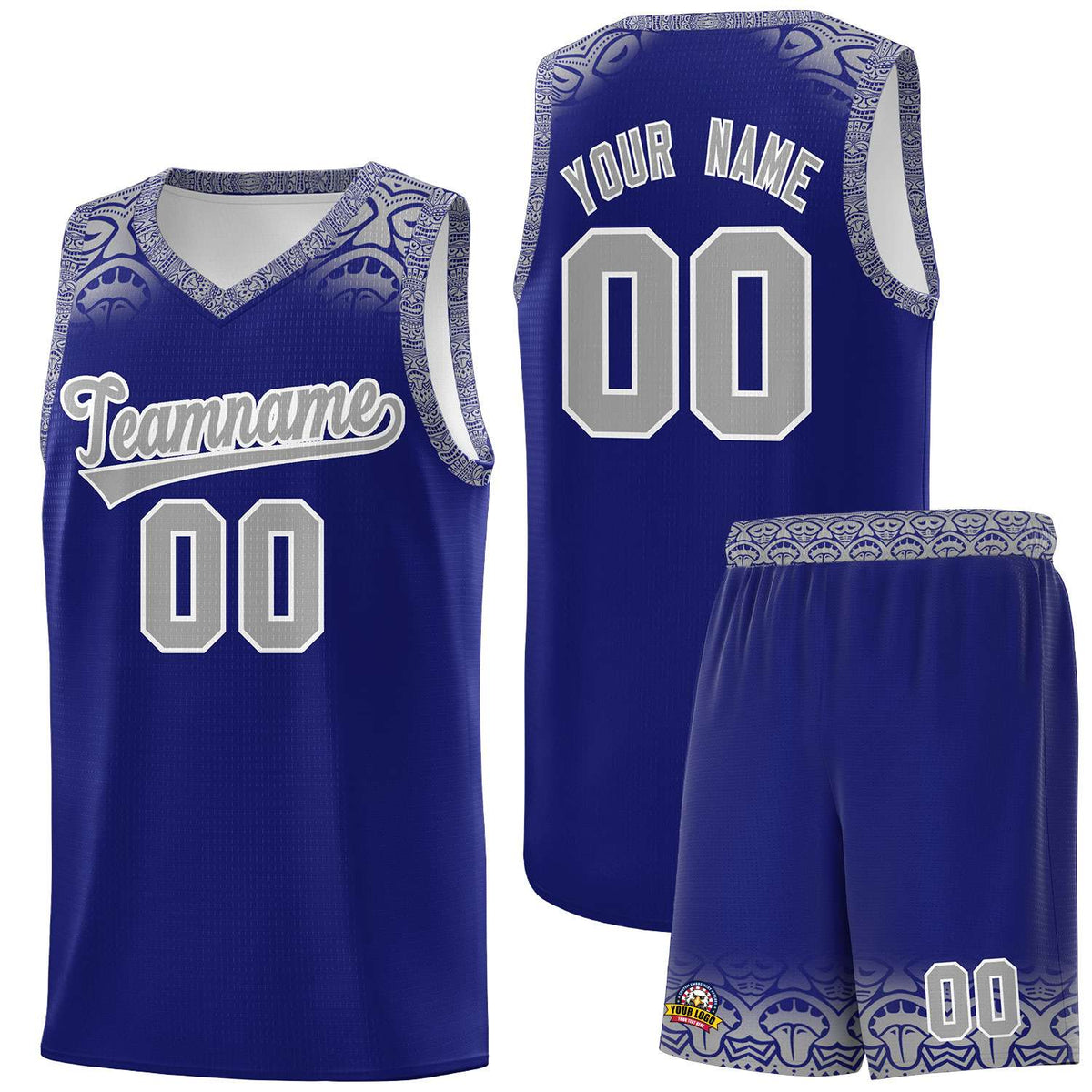 Custom Royal Gray Personalized Indians Print Kits Sports Uniform Basketball Jersey|KXKSHOP