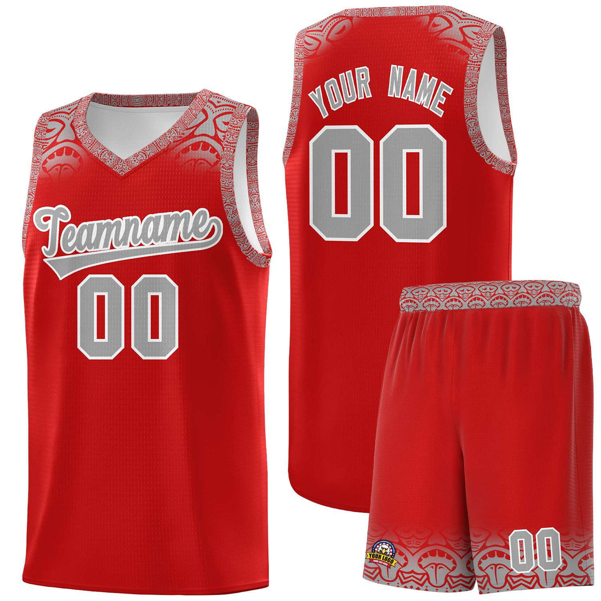 Custom Red Gray Personalized Indians Print Kits Sports Uniform Basketball Jersey|KXKSHOP