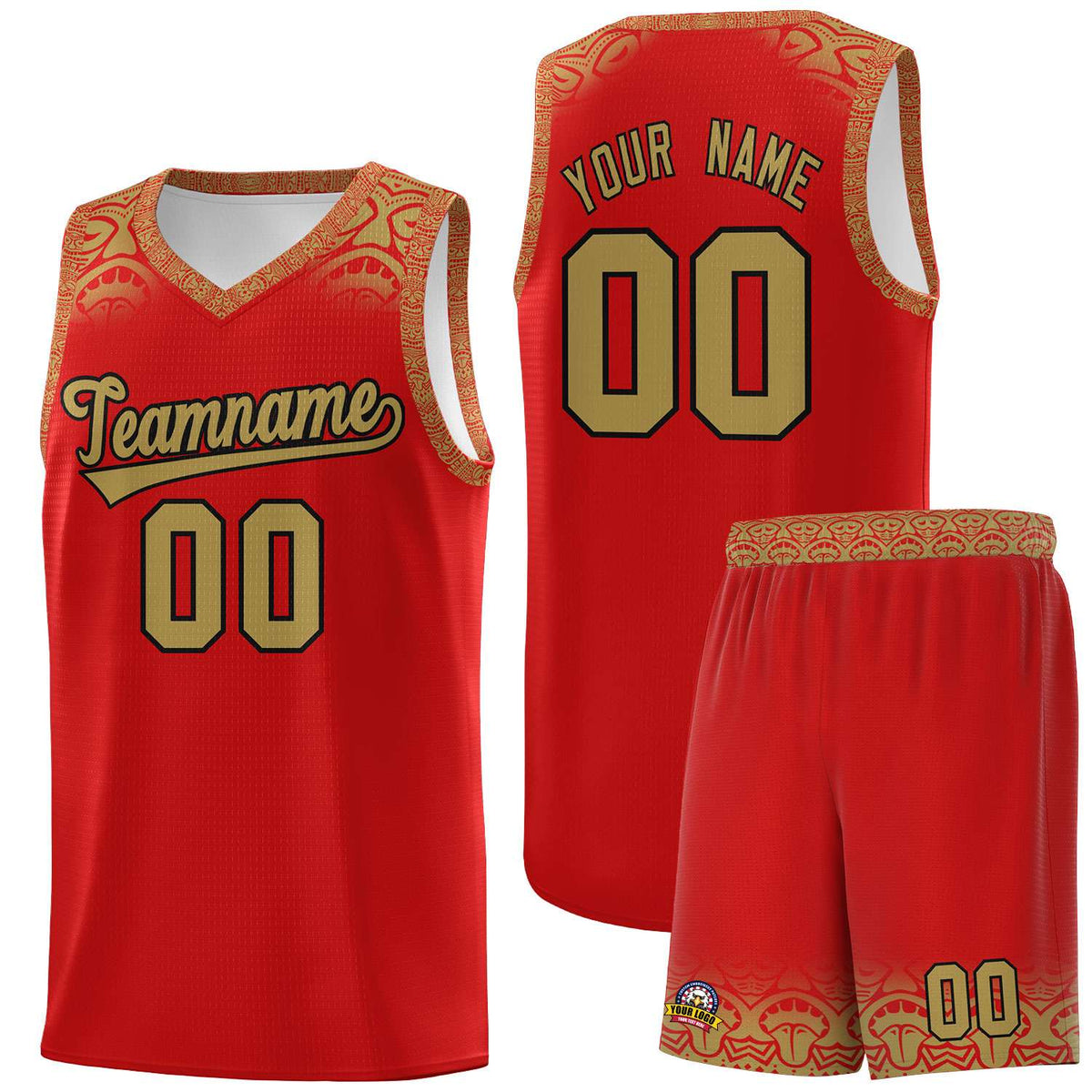 Custom Red Desert Yellow Personalized Indians Print Kits Sports Uniform Basketball Jersey|KXKSHOP