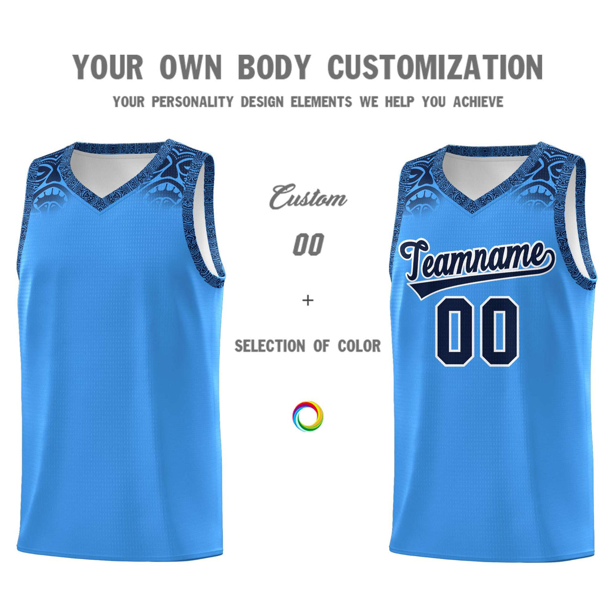 Custom Powder Blue Black Personalized Indians Print Kits Sports Uniform Basketball Jersey|KXKSHOP