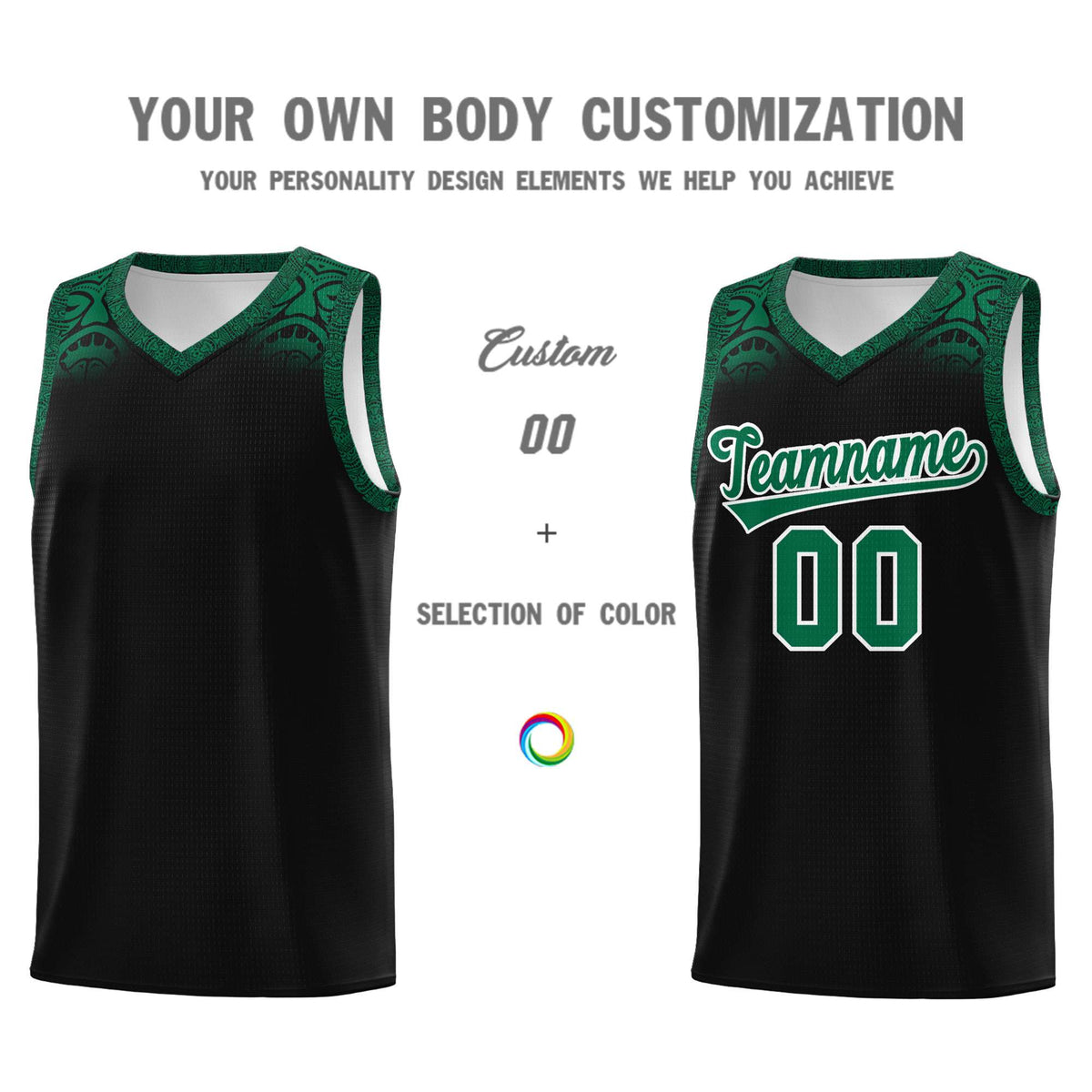 Custom Black Kelly Green Personalized Indians Print Kits Sports Uniform Basketball Jersey|KXKSHOP