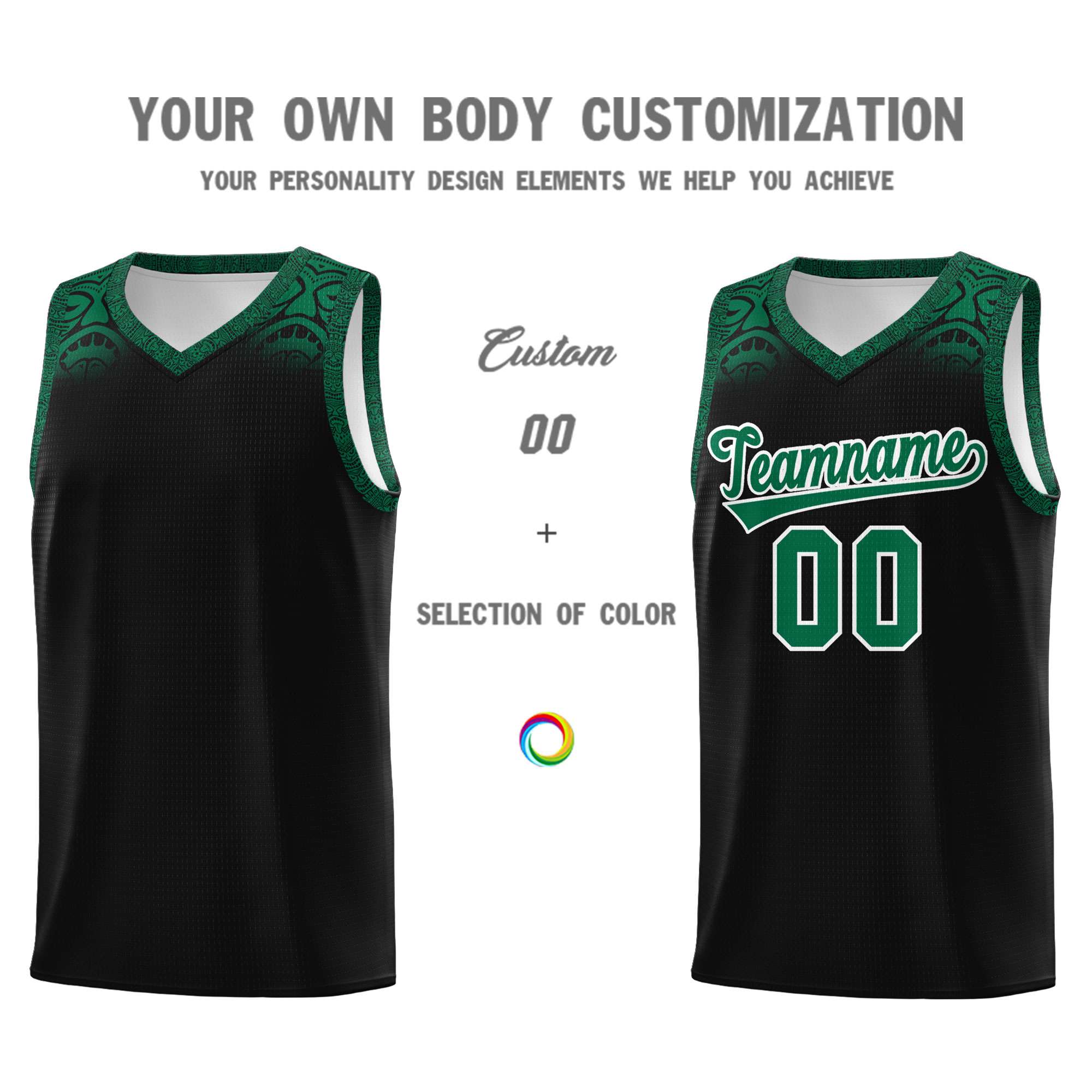 Custom Black Kelly Green Personalized Indians Print Kits Sports Uniform Basketball Jersey|KXKSHOP