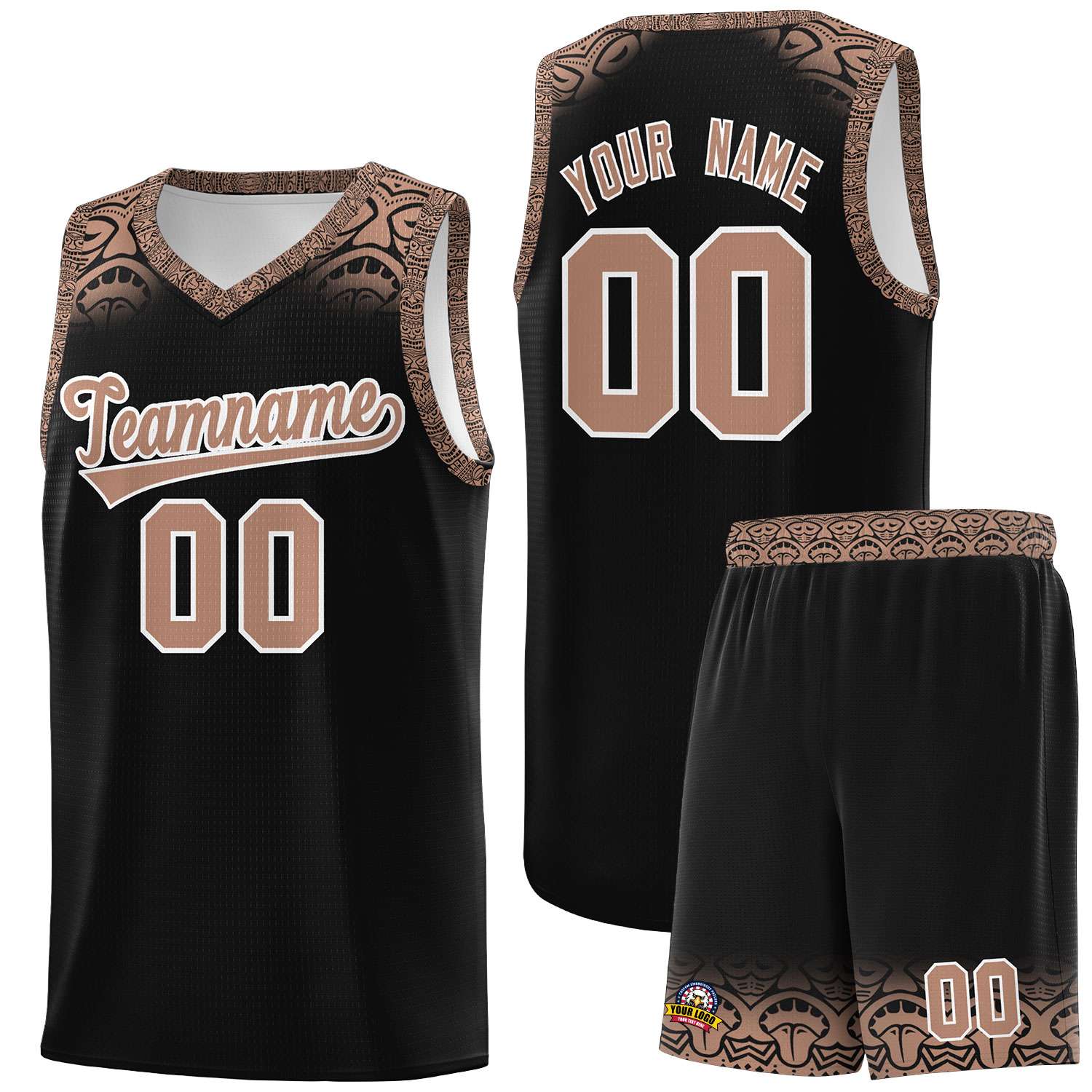 Custom Black Teabrown Personalized Indians Print Kits Sports Uniform Basketball Jersey|KXKSHOP