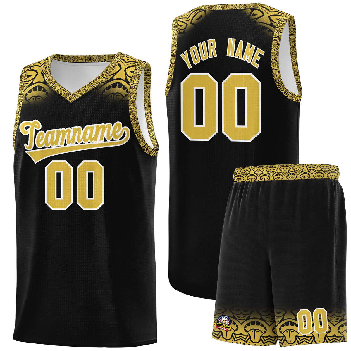 Custom Black Yellow Personalized Indians Print Kits Sports Uniform Basketball Jersey|KXKSHOP