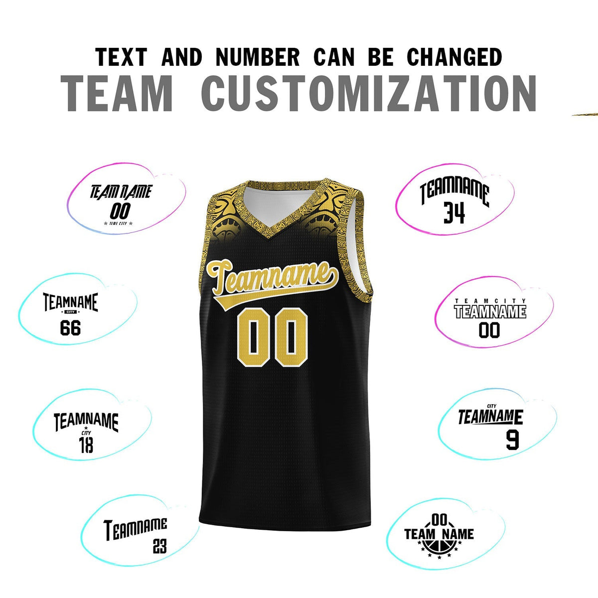 Custom Black Yellow Personalized Indians Print Kits Sports Uniform Basketball Jersey|KXKSHOP