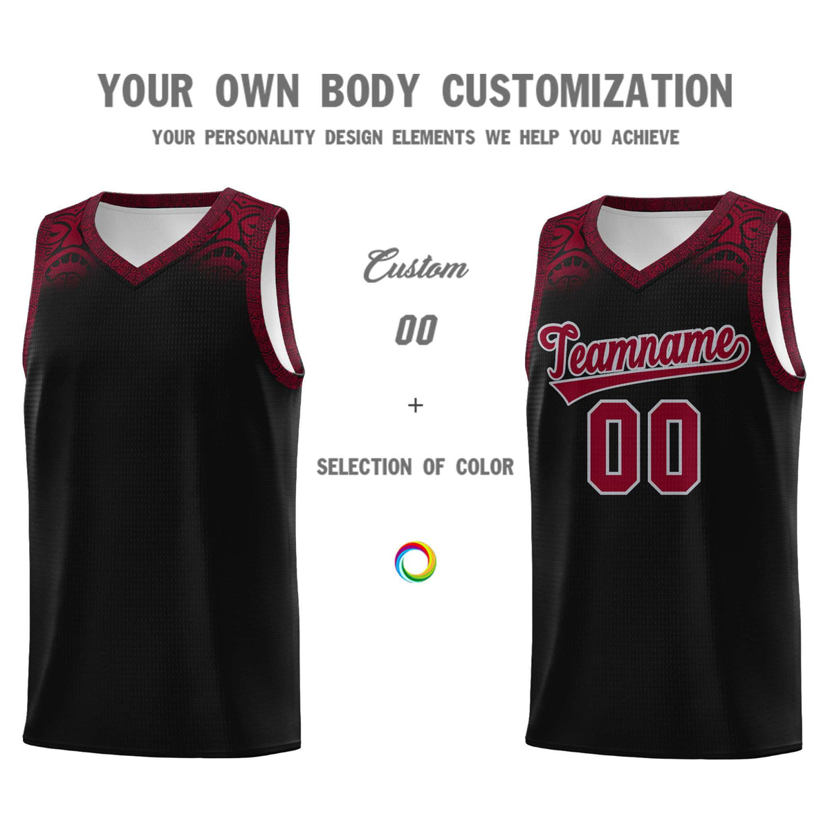 Custom Black Crimson Personalized Indians Print Kits Sports Uniform Basketball Jersey|KXKSHOP