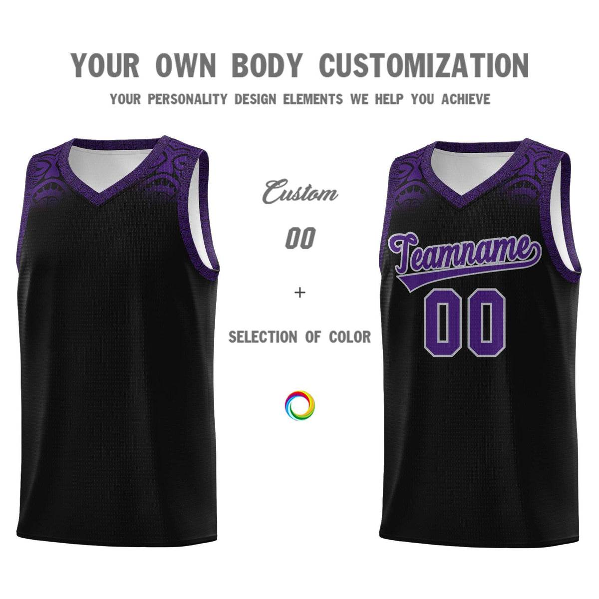Custom Black Purple Personalized Indians Print Kits Sports Uniform Basketball Jersey|KXKSHOP