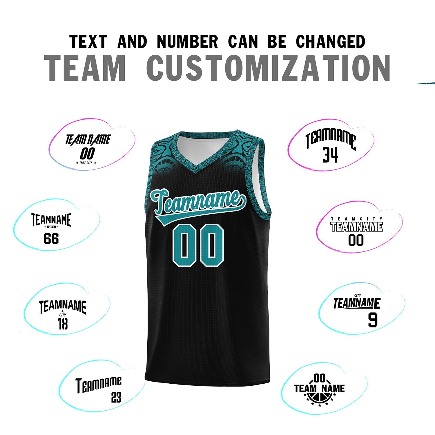 Custom Black Aqua Personalized Indians Print Kits Sports Uniform Basketball Jersey|KXKSHOP