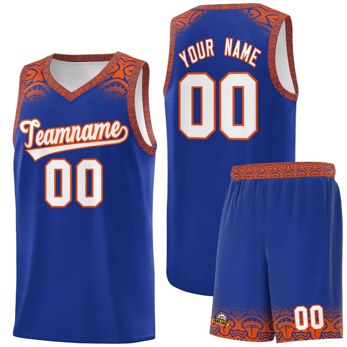 Custom Royal Orange Personalized Indians Print Kits Sports Uniform Basketball Jersey|KXKSHOP