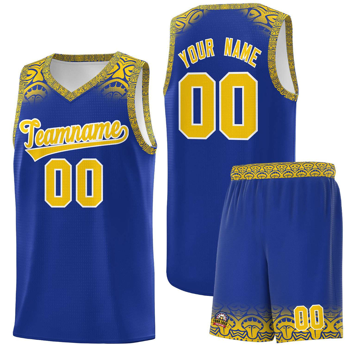 Custom Royal Gold Personalized Indians Print Kits Sports Uniform Basketball Jersey|KXKSHOP