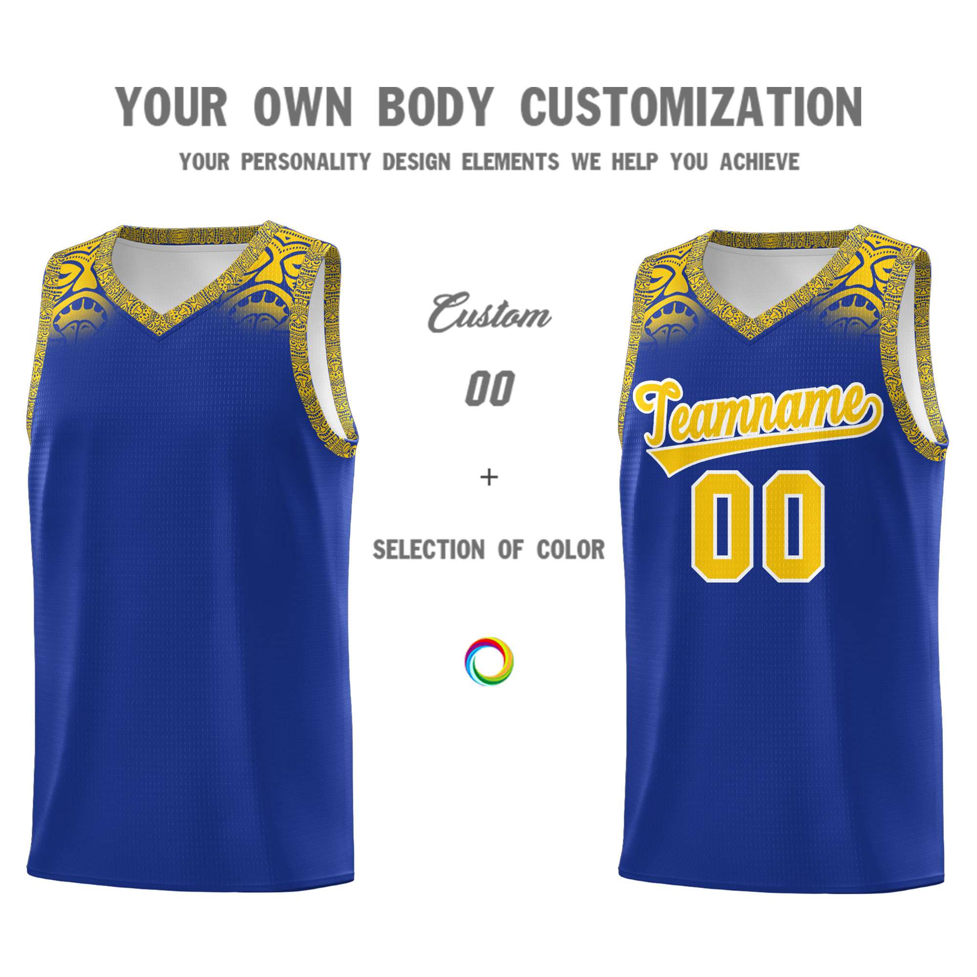 Custom Royal Gold Personalized Indians Print Kits Sports Uniform Basketball Jersey|KXKSHOP