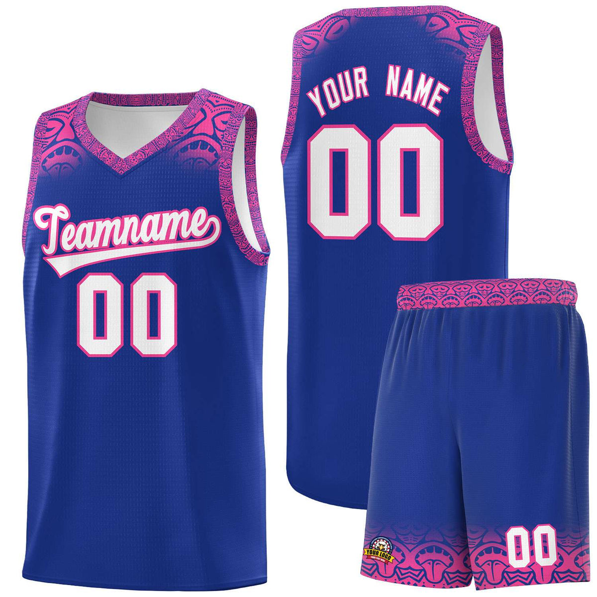Custom Royal Pink Personalized Indians Print Kits Sports Uniform Basketball Jersey|KXKSHOP