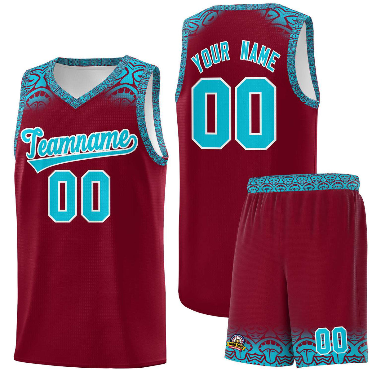 Custom Crimson Sky Blue Personalized Indians Print Kits Sports Uniform Basketball Jersey|KXKSHOP
